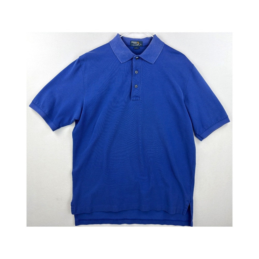 Master of the Links Mens Polo Shirt Large Blue 100% Pima Cotton Golf Vintage